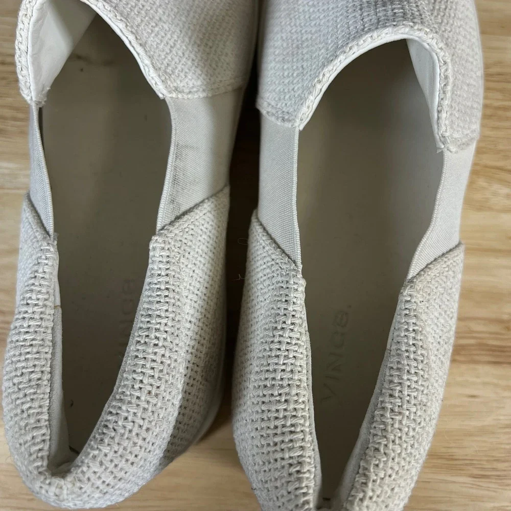 Vince Warren Woven Platform Slip On Sneakers Mens 9.5 Cream Off White Flatform